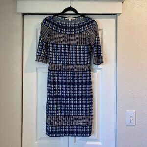 Max Studio Dress, blue and beige patterned size Small
